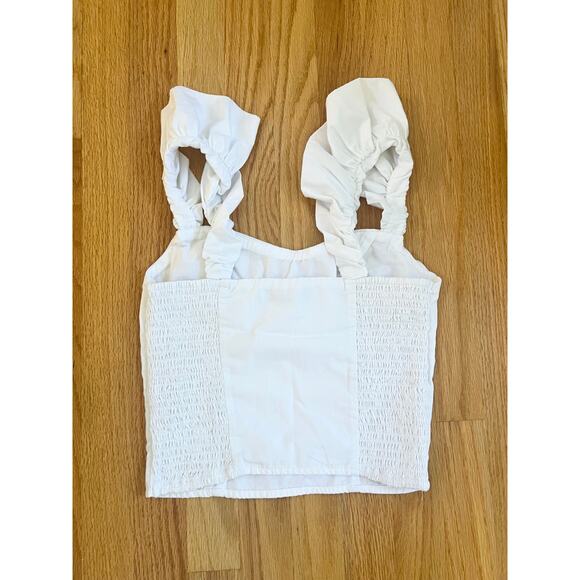 Abercrombie and fitch bubble strap white poplin top size XS corset cropped - Picture 5 of 10